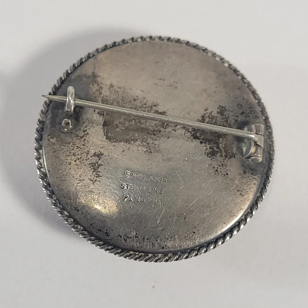 Antique Sterling Brooch Art Deco Morpho Butterfly Wing Laughing Cavalier 1920s
